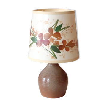 Lampe en céramique abat-jour façon herbier années 60