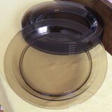 Set of 6 Vereco smoked glass dinner plates