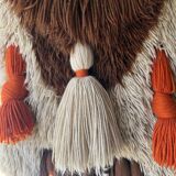 Handmade woven wool wall tapestry from the 70s and 80s, vintage macramé.