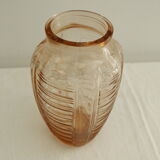 Vase art déco verre rose
