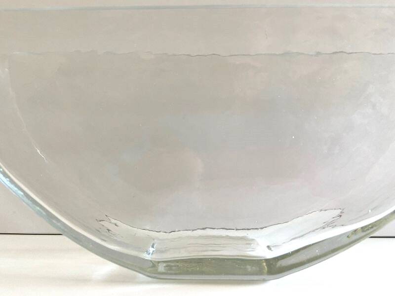 Vase Container Tealight Holder Thick Glass Hammered Half Moon Design