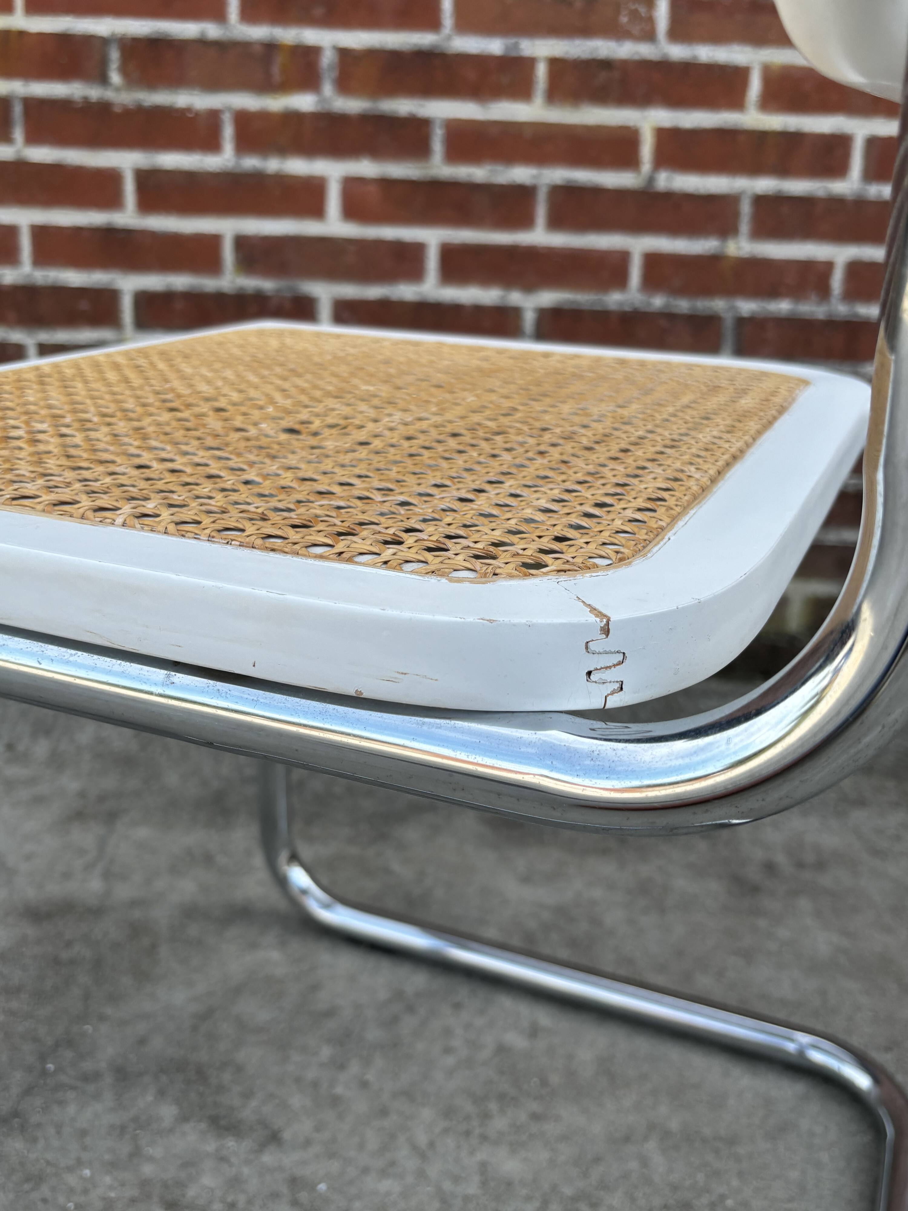 Cesca design chair model b32 in chrome white