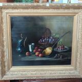Ancienne Peinture À L Huile Nature Morte/ Cadre Doré/19 ème Siècle/L.Gervais