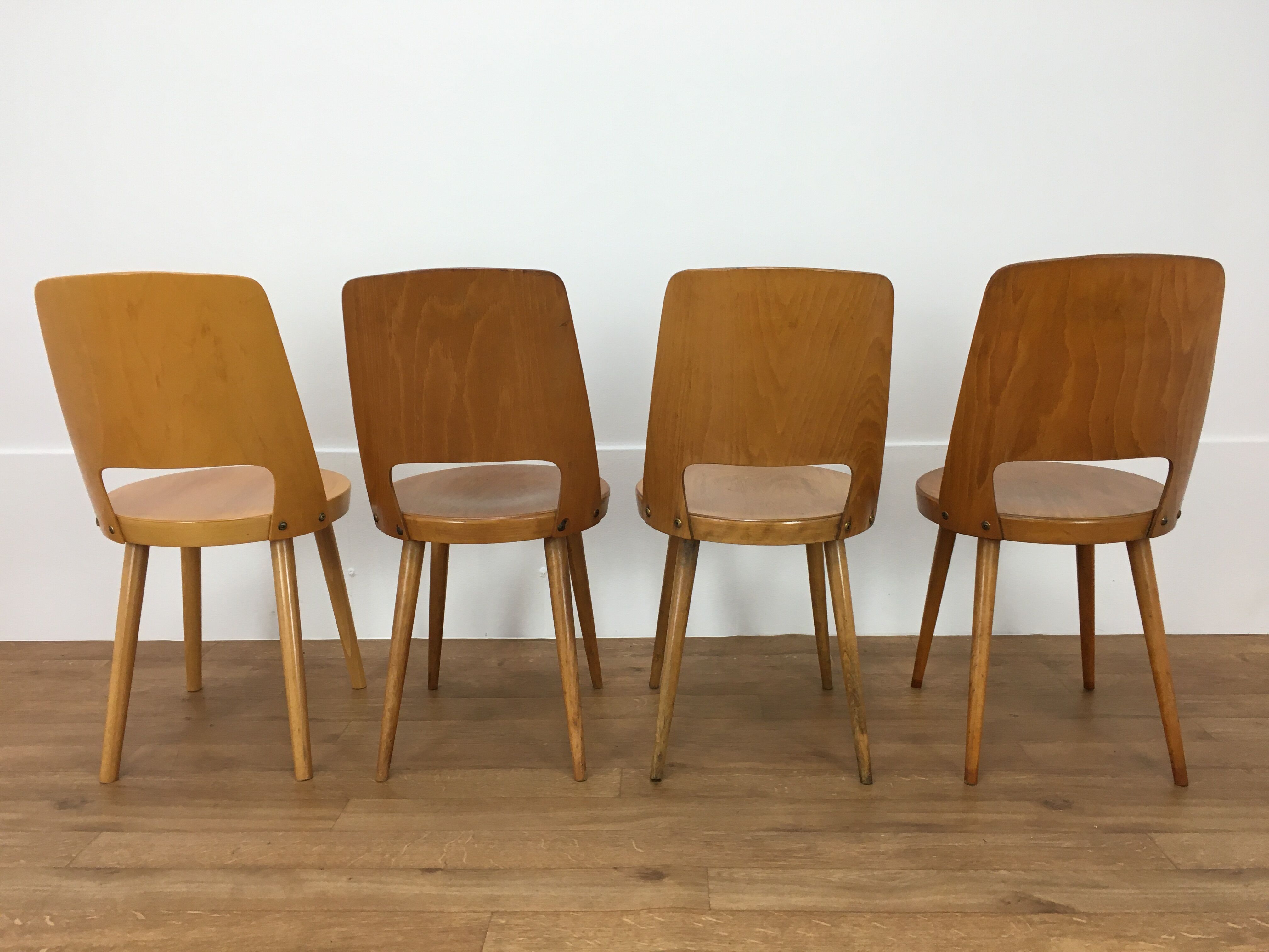 Set of 4 chairs Baumann Mondor 60s bistro