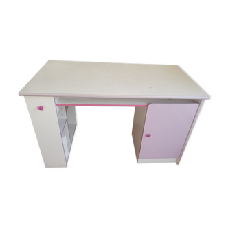 Bureau fille blanc et rose