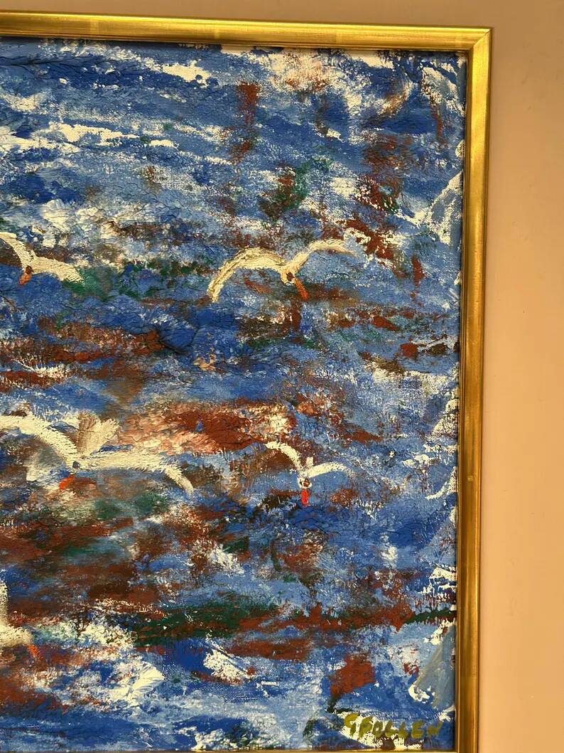Original Swedish Oil on Canvas – “Storm” by Göta Fogler – Signed – Vintage & Framed – 50 × 42 cm (19.7" × 16.5")