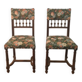 Pair of henri ii style chairs with tapestry