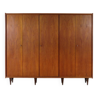 Armoire scandinave XL vintage à 5 portes en teck, années 1960