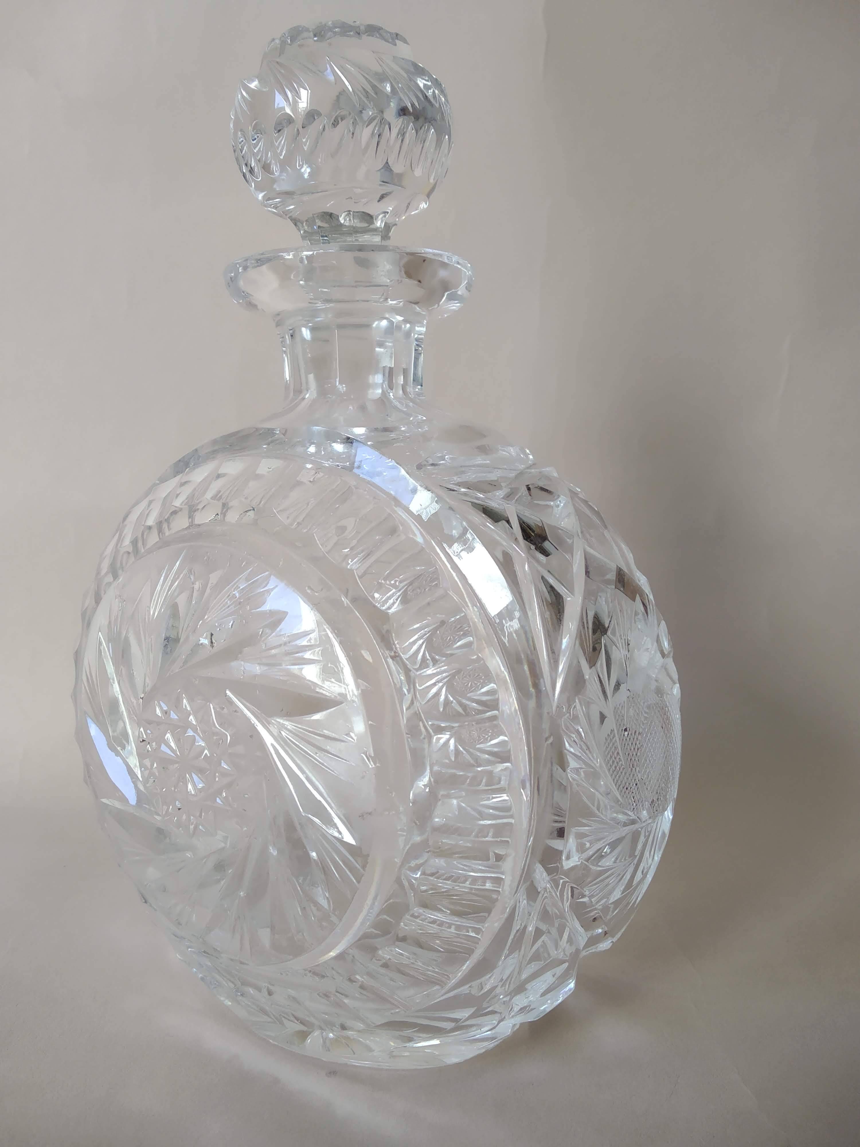 Duo de carafes à Whisky en cristal taillé vintage