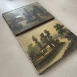 Lot of 2 old oils on canvas