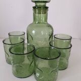 Carafe and matching tumblers in molded glass