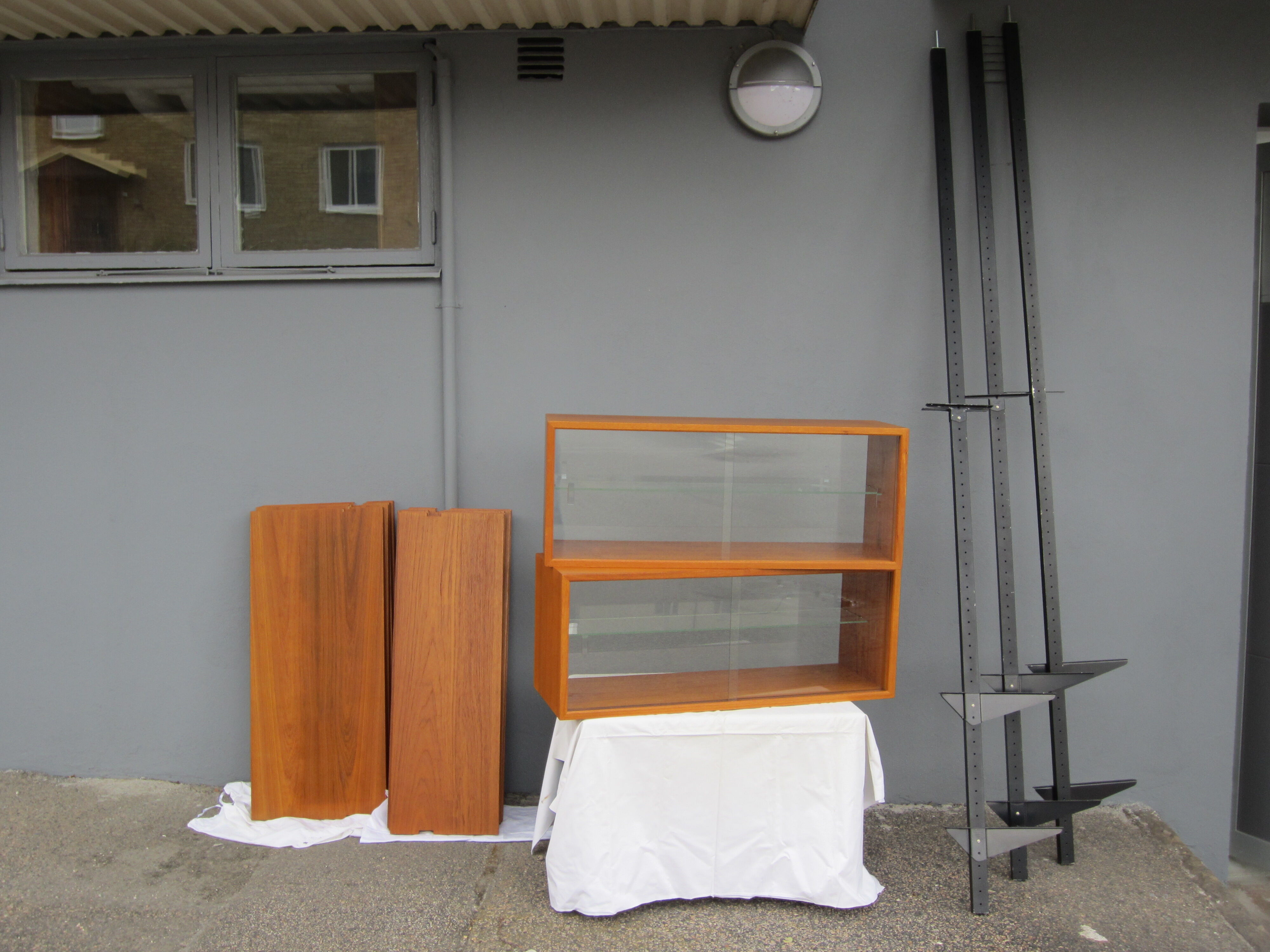 Olof Pira teak modular library shelf system for String