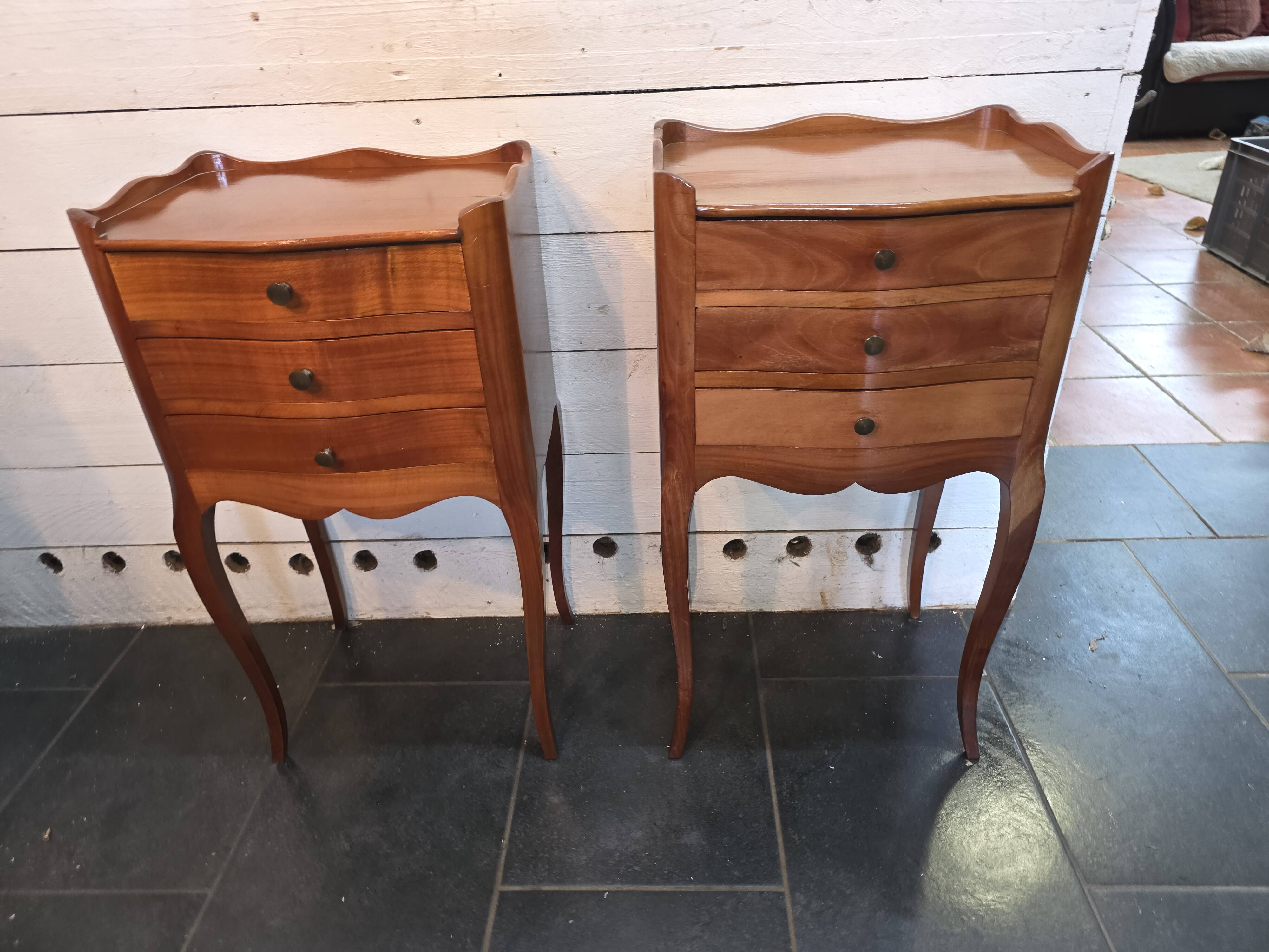 Pair of Louis XV style cherrywood bedside tables