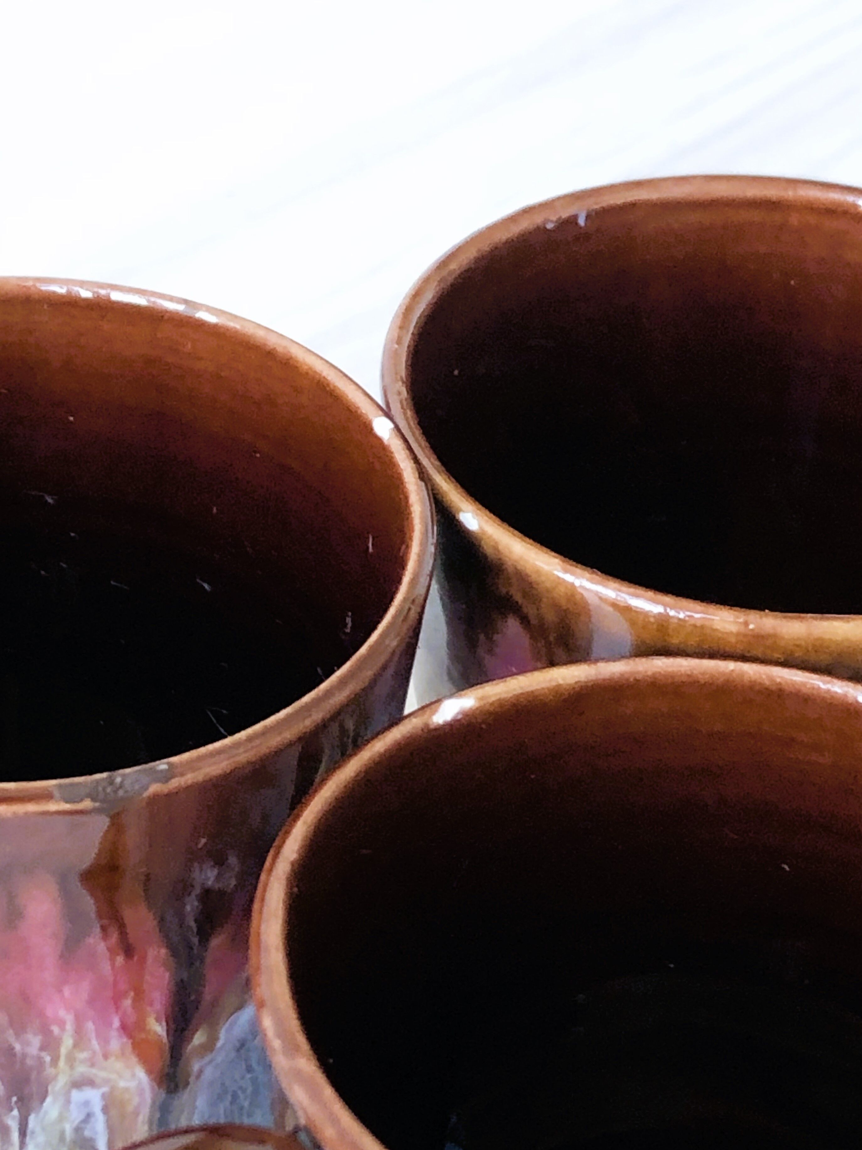 Vallauris coffee cups and bowls Pink and brown