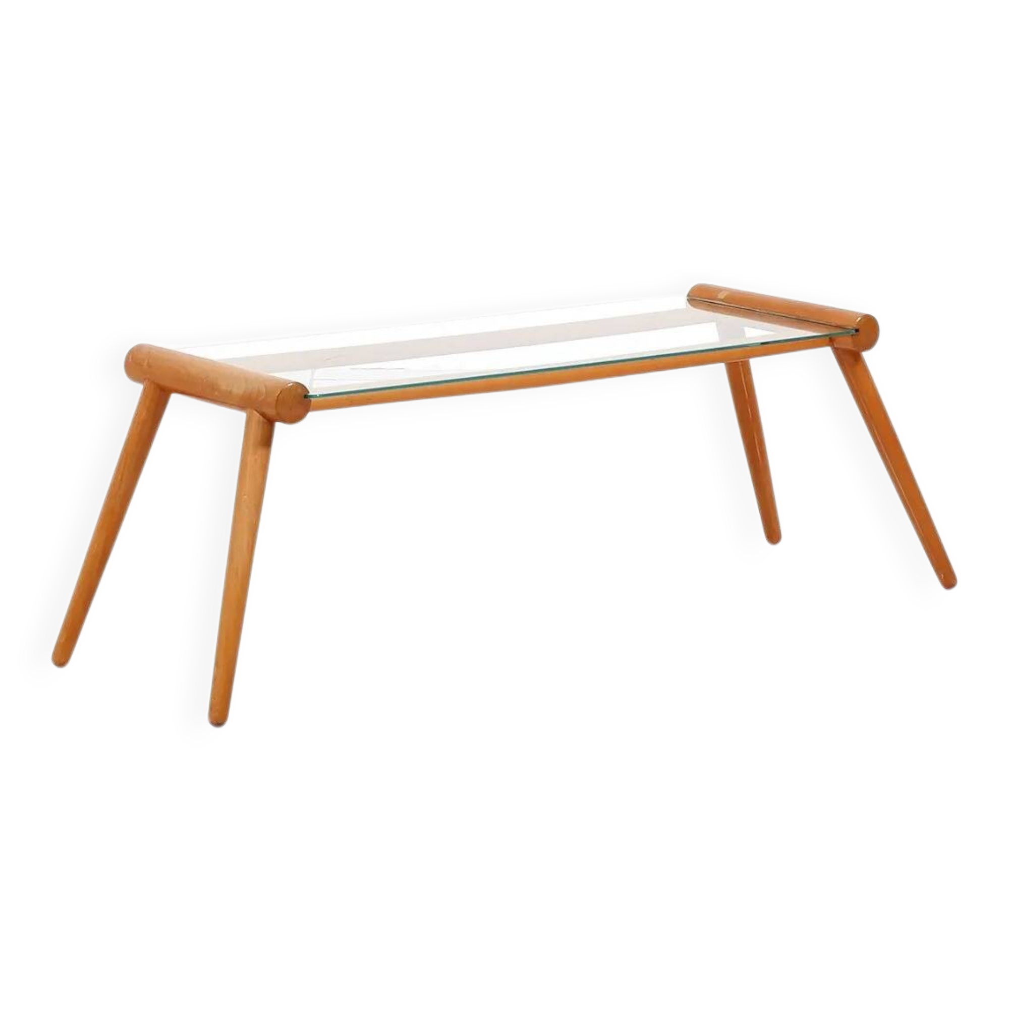 Side table by Max Kment in walnut / glass