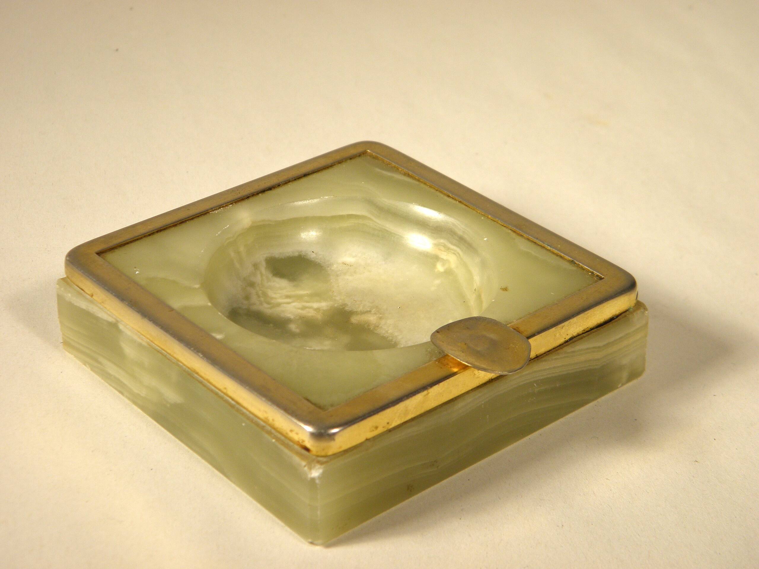 Onyx and gold metal ashtray