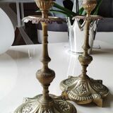 Paire de bougeoirs flambeaux XIXème siècle