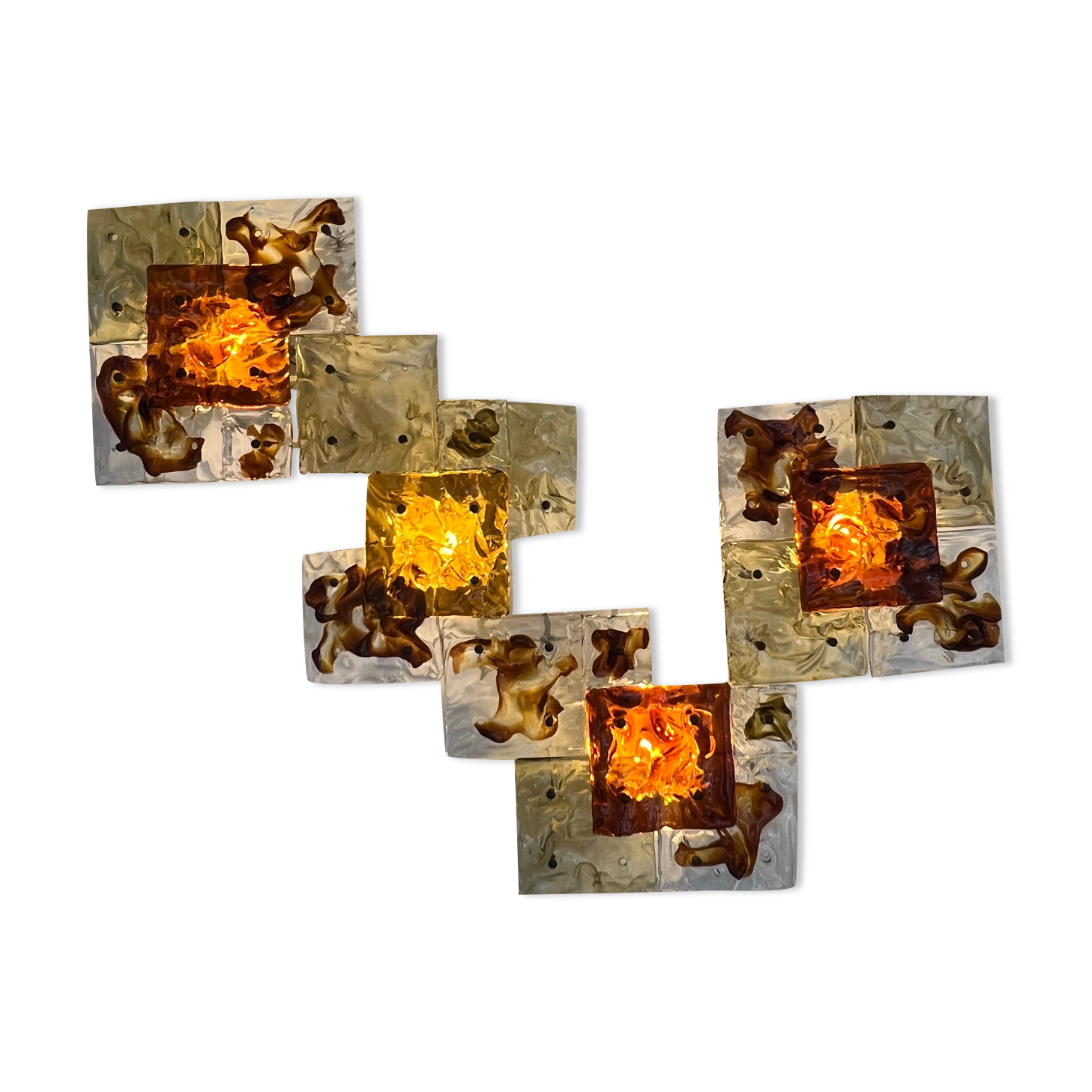 Modernist Venini Patchwork Hand Blown Panel by Toni Zuccheri from 70s