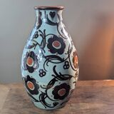 Vase ancien motif floral manufacture Karlsruhe Alfred Kusche