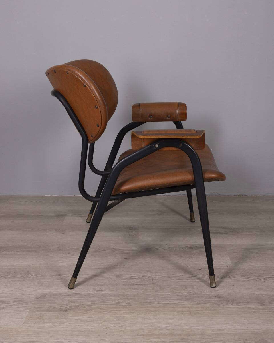 Vintage leather chair by gastone rinaldi for rima, 1950s