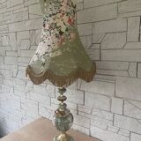 Antique floor lamp with shade, onyx marble, lamp and floral motif, Italy