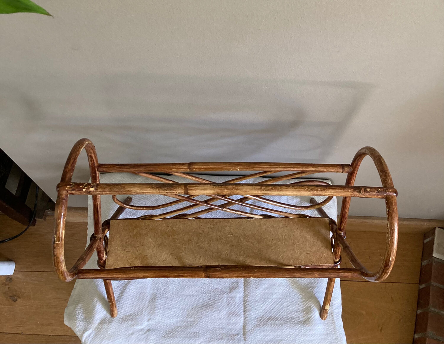 Rattan magazine holder 1970s