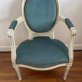 Blue velvet medallion armchair in Louis XVI style