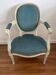 Blue velvet medallion armchair in Louis XVI style