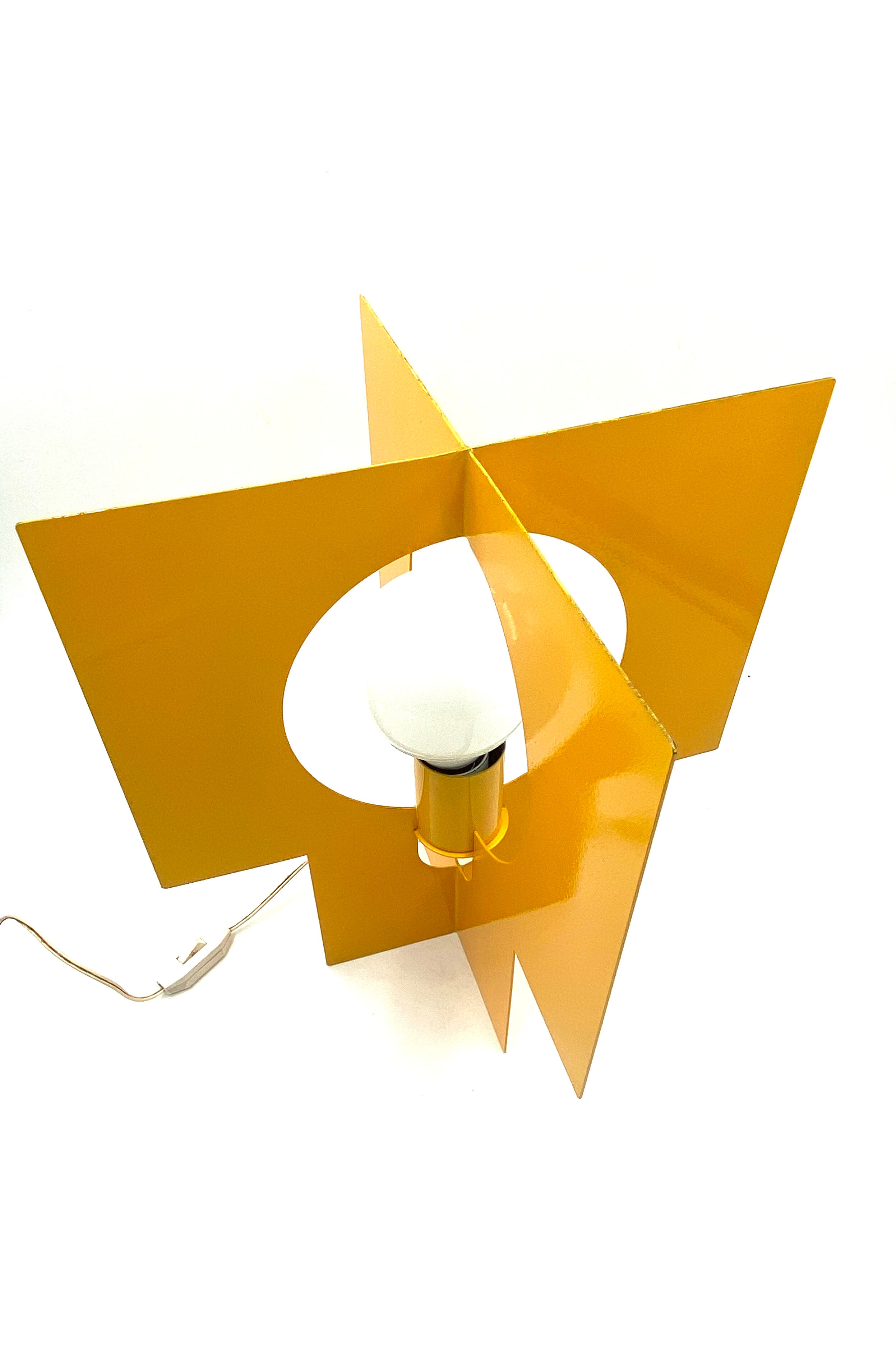 Pair of yellow Space age design table lamps, Italy, 1960s