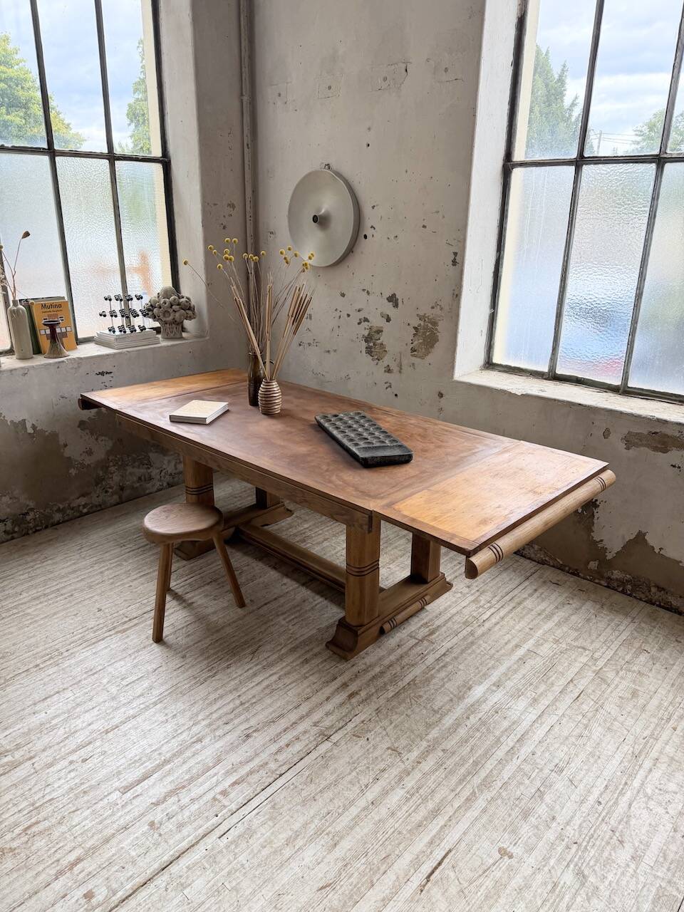 Table de repas chêne 1940 Dudouyt 240cm
