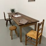 Farmhouse table with spindle legs in solid beech and ash