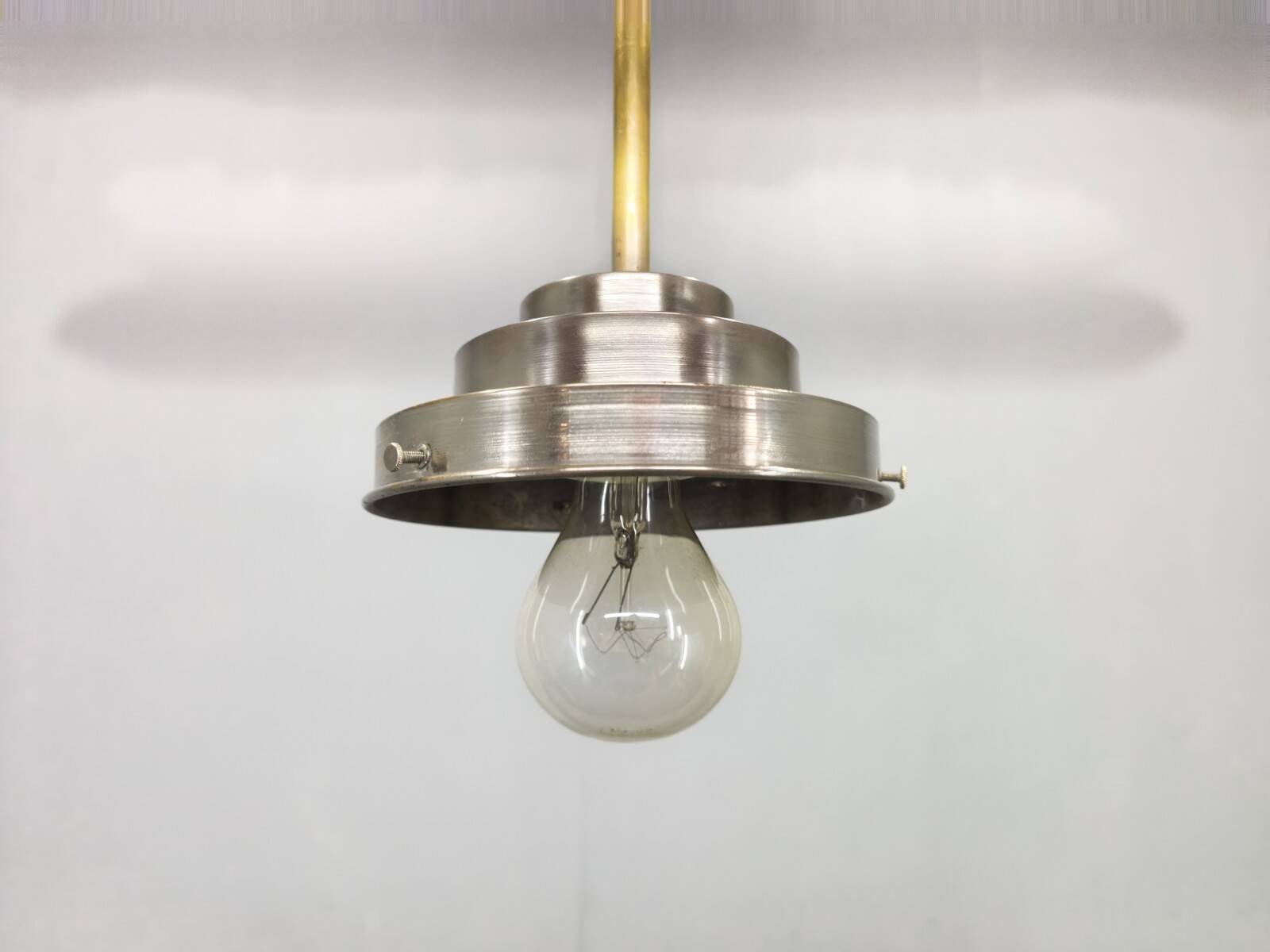 Art Deco Pendant Light with Opaline Glass Shade, Czechoslovakia 1930s