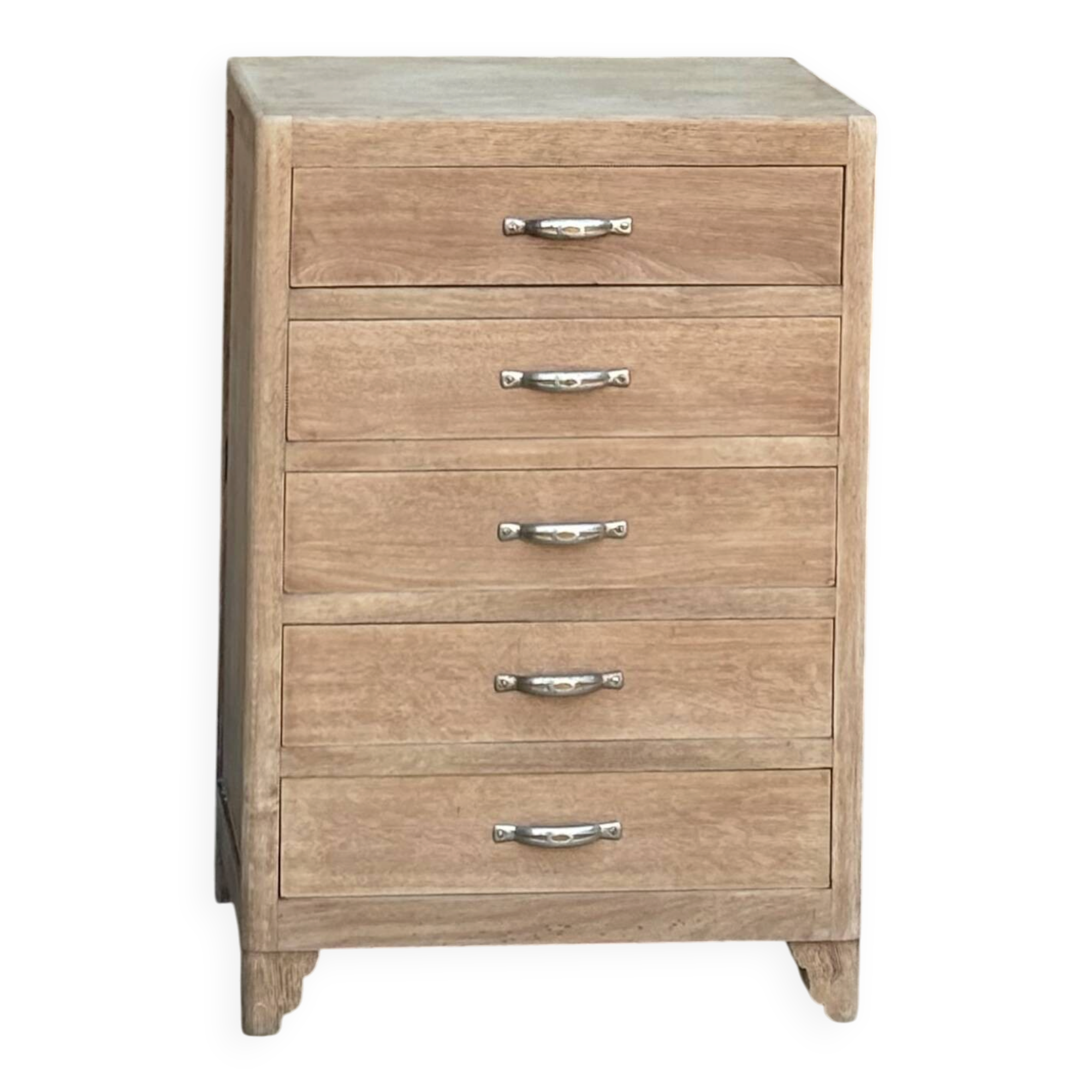 Vintage 5-drawer chest of drawers from the 1940s in raw oak.