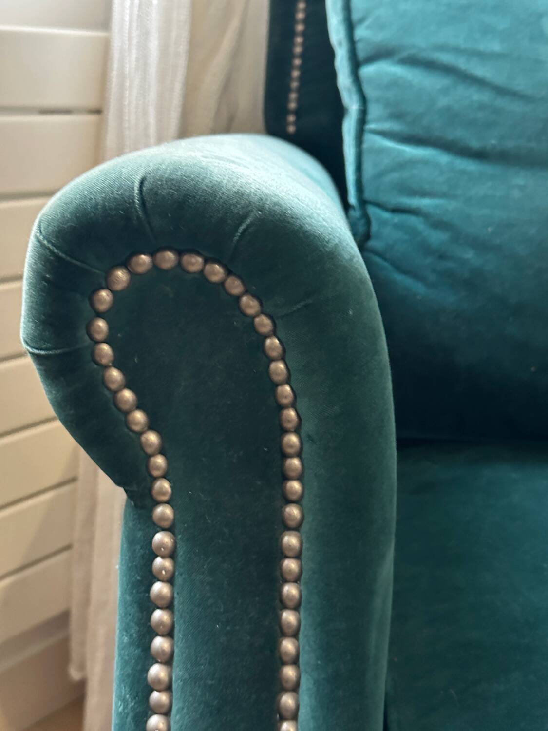 Chedderfield velvet studded armchair