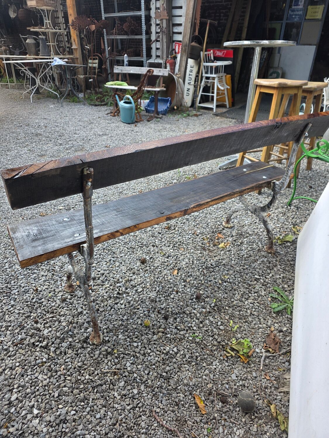 Cast iron and oak garden bench