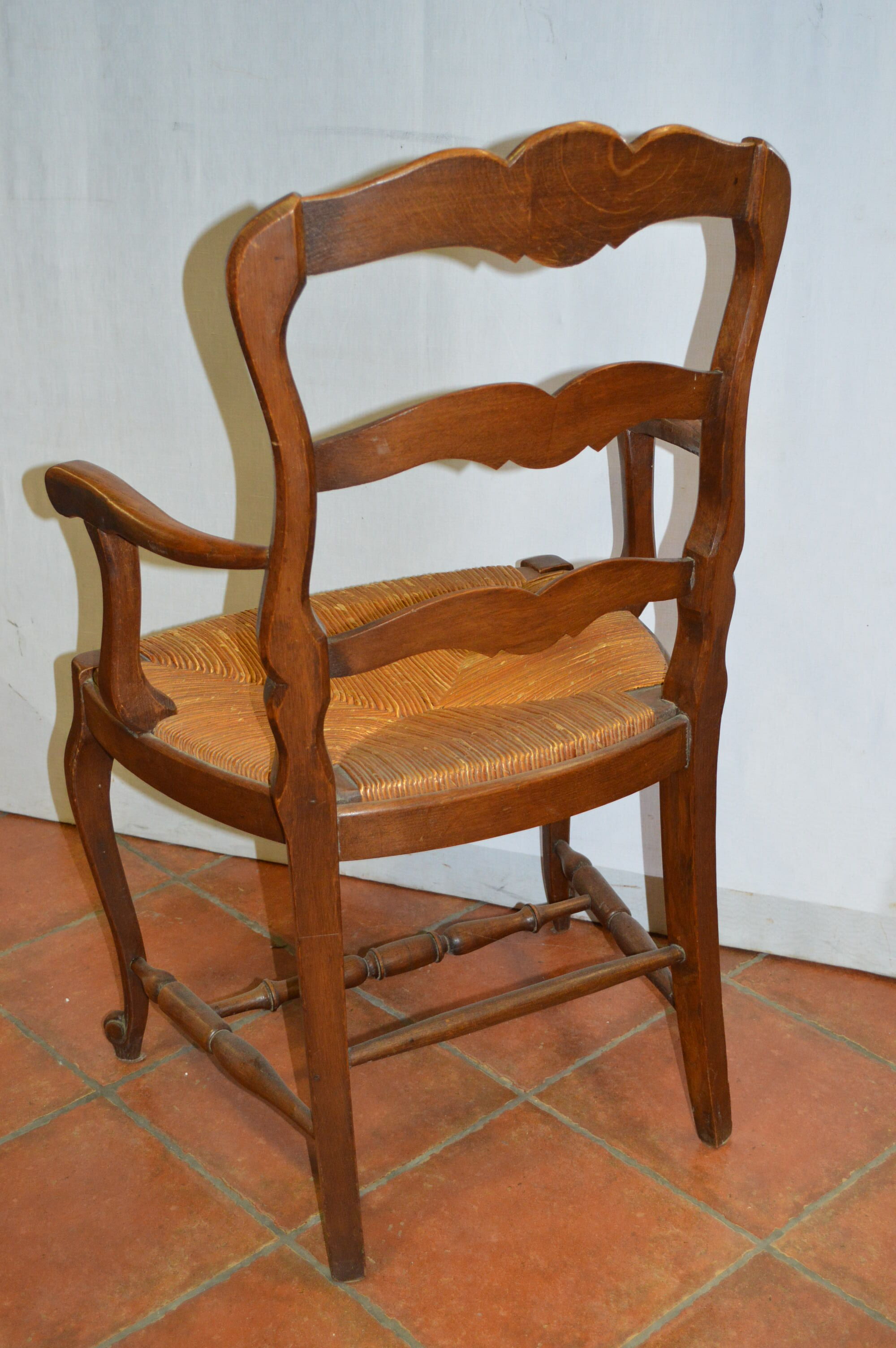 Straw armchair style Louis XV oak
