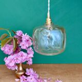 Suspension globe vintage en verre ambré