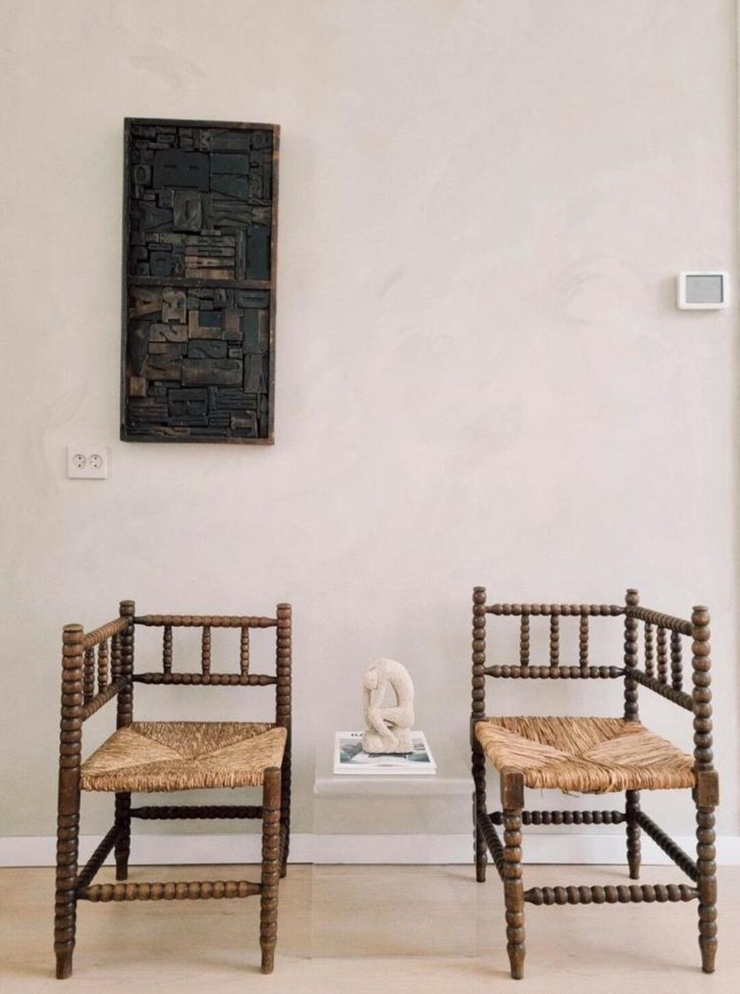Pair of turned wooden chairs, Netherlands 1940s