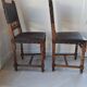 Pair of antique chairs in embossed leather, Henri II style.