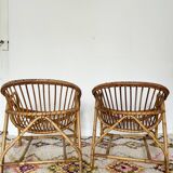 Pair of vintage rattan armchairs