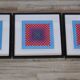 Trio Tableaux Vintage Art Optique - Victor Vasarely - Cadres 40x40cm