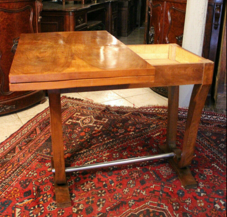 Table console blond walnut design 1930 - 1950 wallet tray