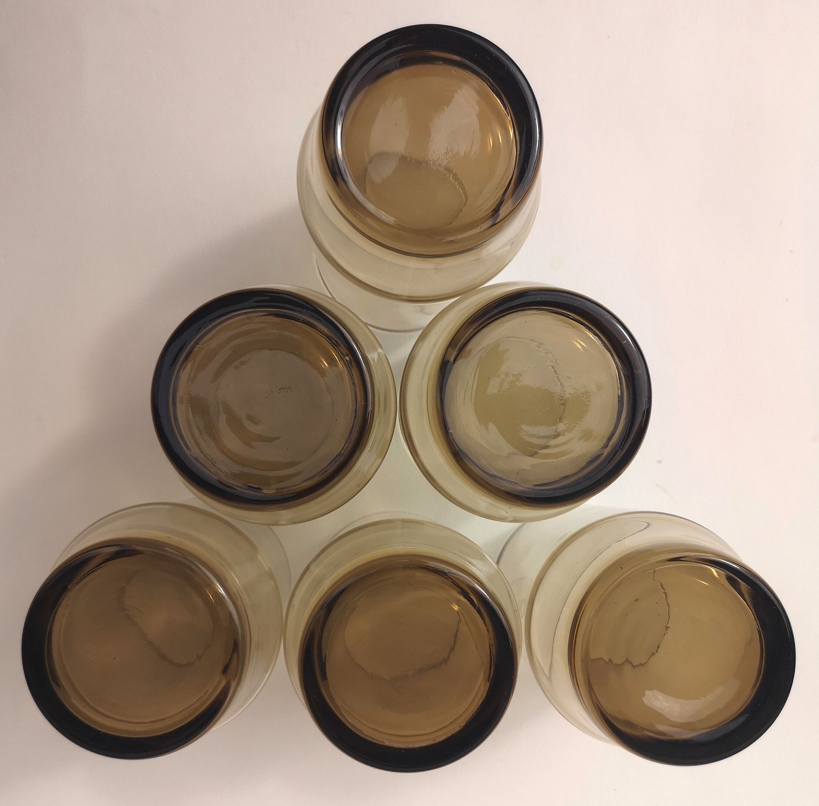 Verres vintages en verre marron fumé