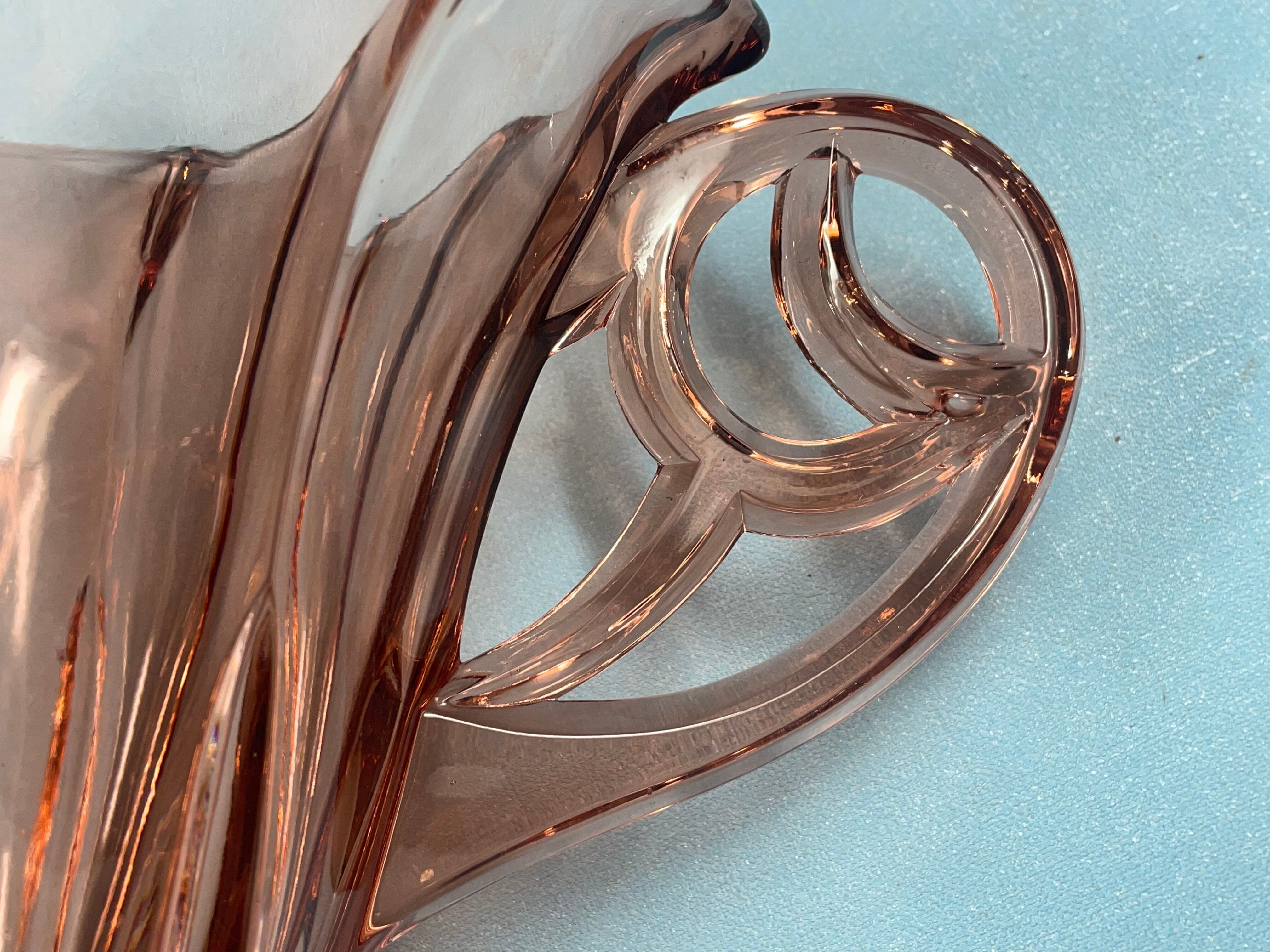 Old vase pink glass style cup with handles