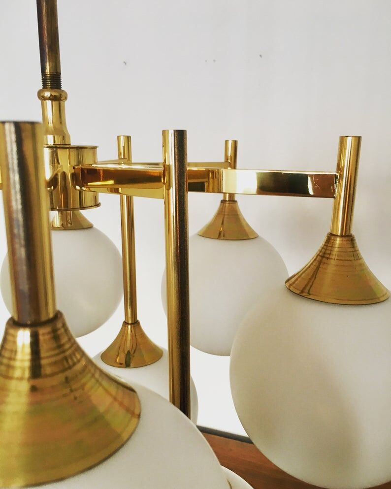 Mid Century brass Sputnik chandelier by Kaiser Leuchten
