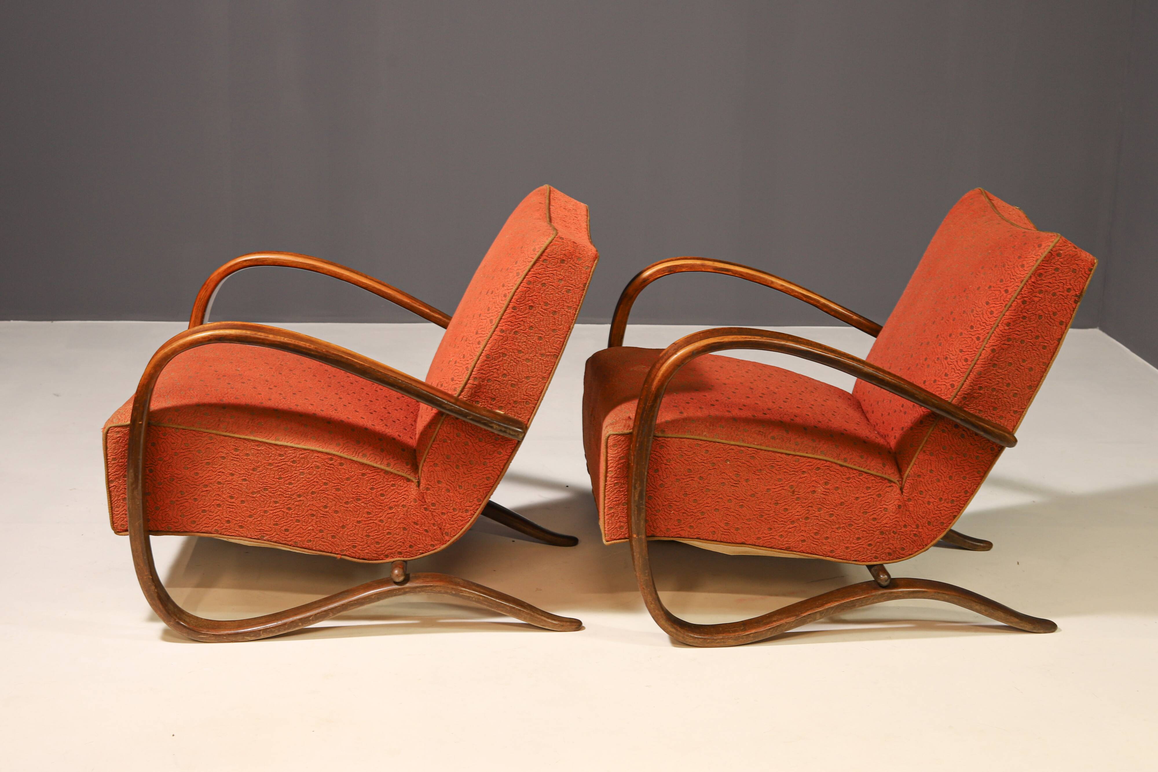 Fauteuils ART DECO H269 de Jindřich Halabala, années 1930, lot de 2