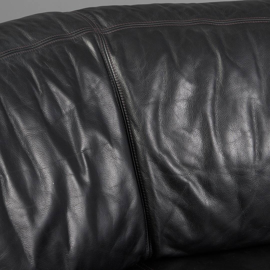 Artanova — “Medea” Modular Corner Sofa (2 Modules) — Black Leather — 1990s