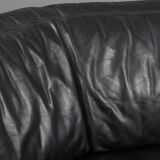 Artanova — “Medea” Modular Corner Sofa (2 Modules) — Black Leather — 1990s