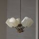 Five-branch brass and glass chandelier by Paavo Tynell for Idman OY Finland, 1940s.