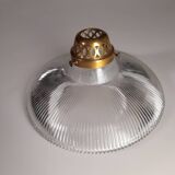 Art Nouveau style pendant light in ribbed glass
